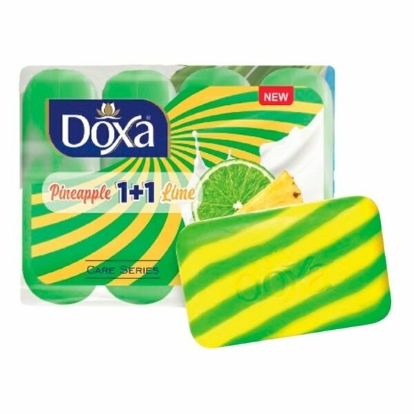 DOXA Твердое мыло серии CARE с увл. кремом Ананас+Лайм экопак 4*80г