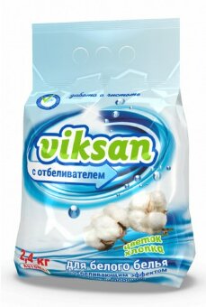Viksan стиральный порошок +отбеливатель для белого "Цветок хлопка" 2,4кг  