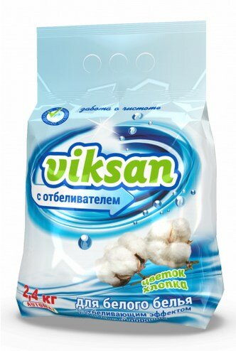 Viksan стиральный порошок +отбеливатель для белого "Цветок хлопка" 2,4кг  