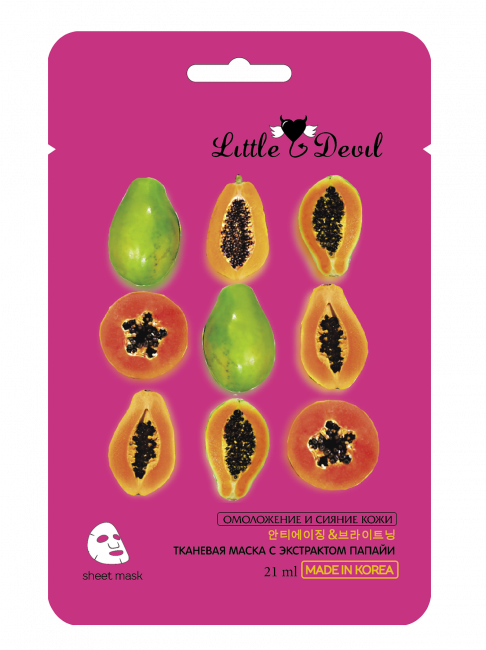 Антивозрастная тканевая маска с экстрактом папайи "Little Devil", 21 г. Антивозрастная тканевая маска с экстрактом папайи "Little Devil", 21 г.