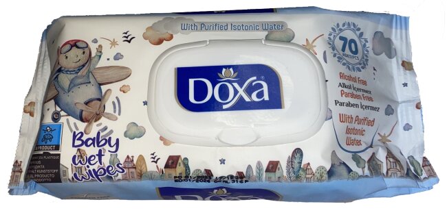 DOXA детские влажные салфетки Голубые 70шт