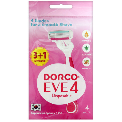 DORCO ЕVE 4 Одноразовые женские бритвенные станки 4 лезвийные с плавающей головкой  4 шт
