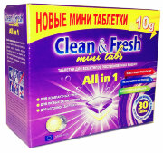 Clean&Fresh Таблетки для ПММ All in 1  mini tabs 30шт по 10г