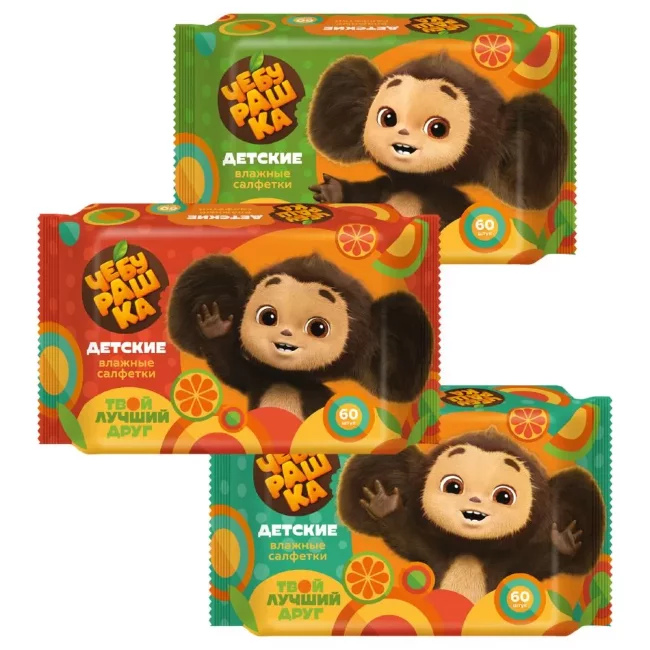 Чебурашка №60  влажные салфетки детские mix