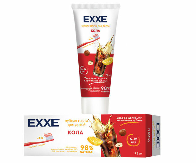 EXXE Детская зубная паста с кальцием "Кола", 75 мл (с 6 лет) EXXE Детская зубная паста с кальцием "Кола", 75 мл (с 6 лет)