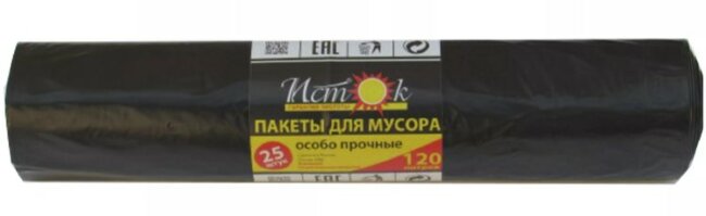 Мусорный мешок ИСТОК 120л/25шт, 50мкм	
