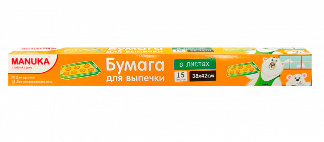 Бумага для выпечки и хранения пищевых продуктов в листах "Manuka", 15 шт., 38*42 см.