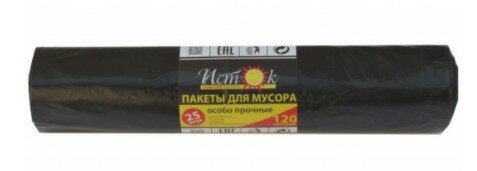 Мусорный мешок ИСТОК двухслойные 120л/25шт, 50мкм Мусорный мешок ИСТОК двухслойные 120л/25шт, 50мкм