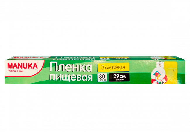 Пленка пищевая полиэтиленовая "Manuka", 30 м*29 см в рулоне. Пленка пищевая полиэтиленовая "Manuka", 30 м*29 см в рулоне.