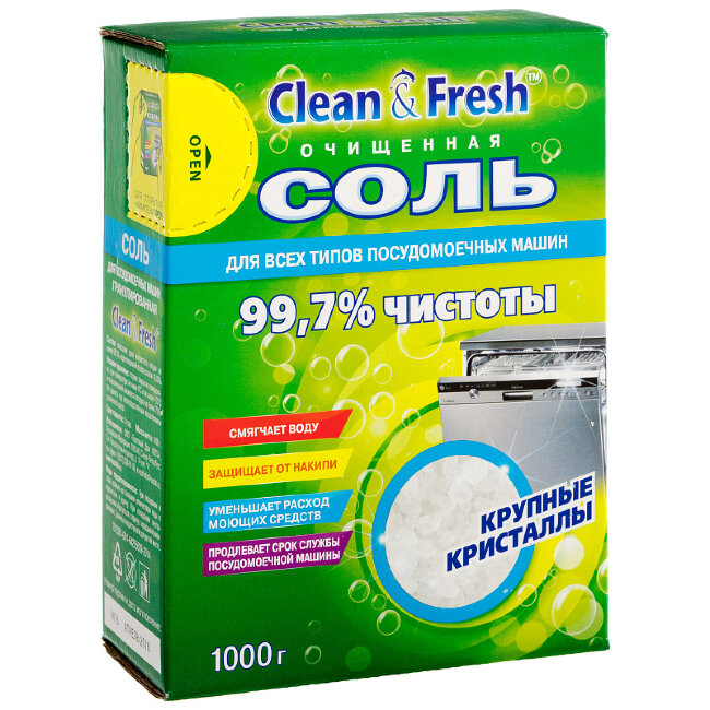 Clean&Fresh Соль гранулированная для ПММ 1кг Clean&Fresh Соль гранулированная для ПММ 1кг