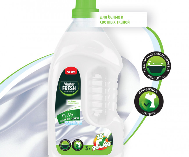 Master FRESH гель д/стирки WHITE 3л повышенное содержание ПАВ Master FRESH гель д/стирки WHITE 3л повышенное содержание ПАВ