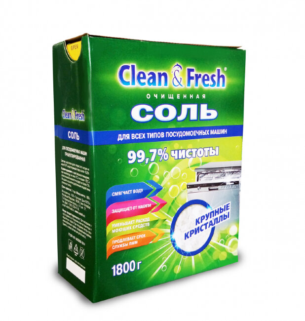 Clean&Fresh Соль гранулированная для ПММ 1,8кг Clean&Fresh Соль гранулированная для ПММ 1,8кг