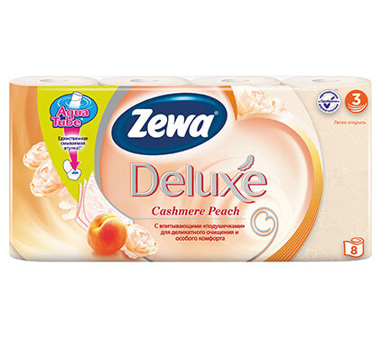 Туалетная бумага Zewa Deluxe 3 слоя Персик, 8рул Туалетная бумага Zewa Deluxe 3 слоя Персик, 8рул