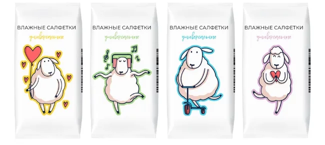 Овечка влажные салфетки универсальные 8шт шоу-бокс