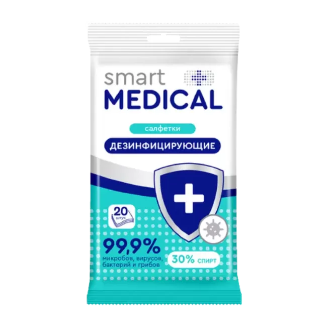 Салфетки антисептические Smart medical №20 спирт 30% Салфетки антисептические Smart medical №20 спирт 30%