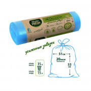 Master FRESH ЭКОпакеты д/мусора 70% RECYCLING с усиленными завязками 35л/15шт (голубые) 20мкм