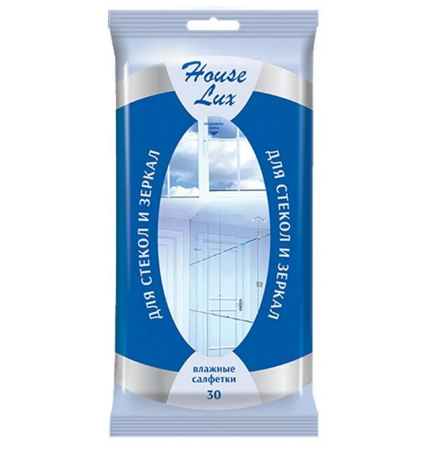 House Lux №30 влажные салфетки для стекол и зеркал House Lux №30 влажные салфетки для стекол и зеркал