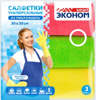 Эконом smart №3 салфетка 30*30 из МИКРОФИБРЫ Эконом smart №3 салфетка 30*30 из МИКРОФИБРЫ