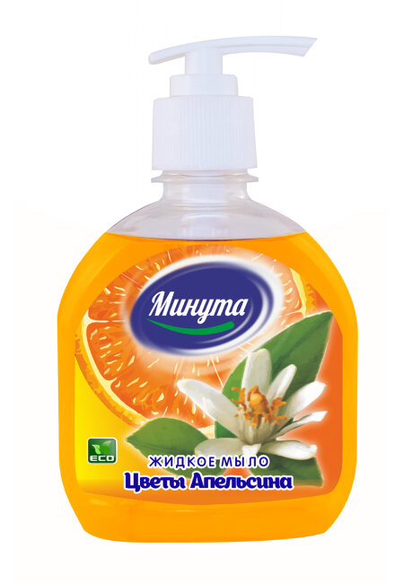 Жидкое мыло "Минута" Цветы апельсина 300 г с дозатором Жидкое мыло "Минута" Цветы апельсина 300 г с дозатором