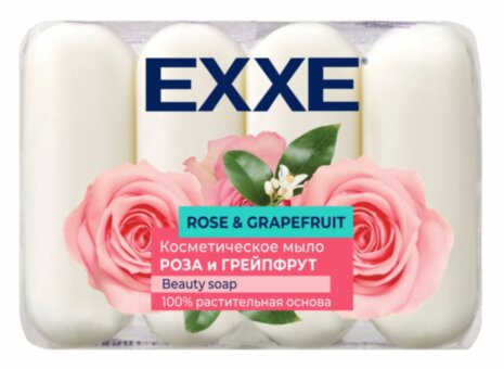 EXXE Косметическое мыло "Роза и грейпфрут" 4*70г (БЕЛОЕ) ЭКОПАК