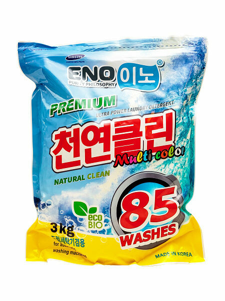 Бесфосфатный универсальный концентрированный порошок для стирки ENO 3 кг multi color мягкая упаковка Бесфосфатный универсальный концентрированный порошок для стирки ENO 3 кг multi color мягкая упаковка