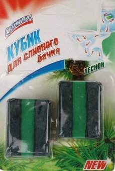 Кубик для сливного бачка с гел вст. "Свежинка" лесной 2*50 гр.