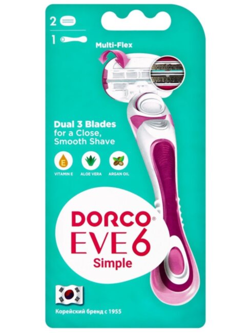 Dorco Eve 6 shai Sweetie (станок +2кас) жен. 3+3 лезвия, сгибаемый катридж