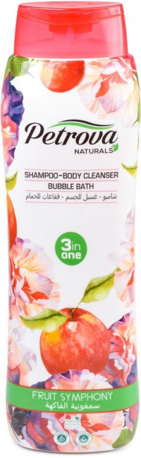 «PETROVA NATURALS» Натуральное  средство 3 в 1 для тела и волос  «ФРУКТОВАЯ СИМФОНИЯ» (Шампунь-Гель для душа-Пена для ванн) 800мл
