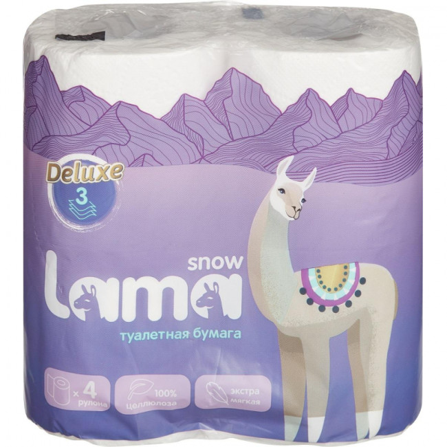 Туалетная бумага Snow Lama Soft 3-слойная (4 рулона в упаковке) белая 17,5м Туалетная бумага Snow Lama Soft 3-слойная (4 рулона в упаковке) белая 17,5м