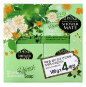 Kerasys Shower Mate Мыло косметическое Оливки и зеленый чай, 4*100г