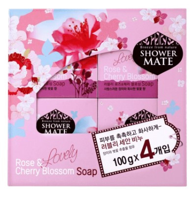 Kerasys Shower Mate Мыло косметическое Роза и вишневый цвет, 4х100г Kerasys Shower Mate Мыло косметическое Роза и вишневый цвет, 4х100г