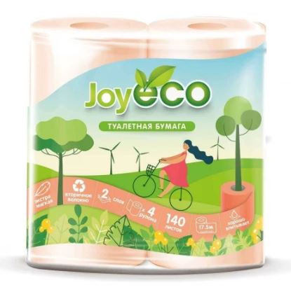 Туалетная бумага JOYeco 2-слойная (4 рулона в упаковке) персиковая 17,5м Туалетная бумага JOYeco 2-слойная (4 рулона в упаковке) персиковая 17,5м