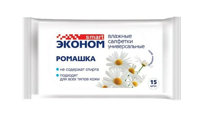 Эконом smart №15 влажные салфетки Ромашка