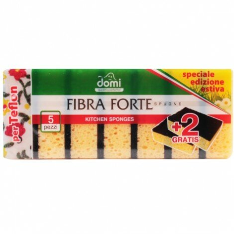 Domi Губки кухонные большие Fibra Forte 5+2 шт ПРОМО Domi Губки кухонные большие Fibra Forte 5+2 шт ПРОМО
