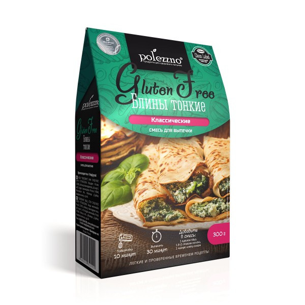POLEZZNO Смесь для выпечки "Блины тонкие" без глютена 300г POLEZZNO Смесь для выпечки "Блины тонкие" без глютена 300г