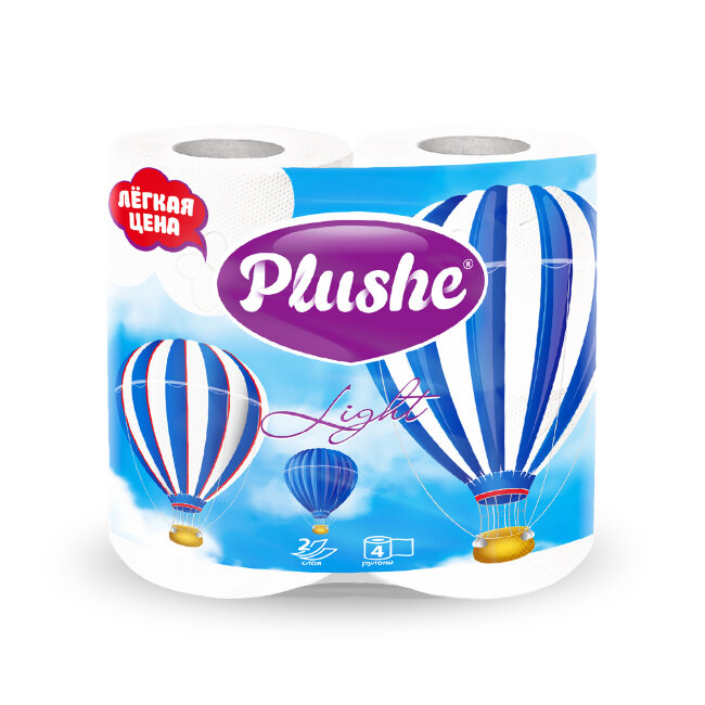 Plushe Light Color White туалетная бумага 4 рулона 2 слоя 15м Plushe Light Color White туалетная бумага 4 рулона 2 слоя 15м