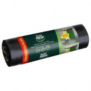 Master FRESH пакеты для мусора 240л 100*130см максимальный размер суперпрочные 40мкм, 5 штук (ЧЕРНЫЕ)