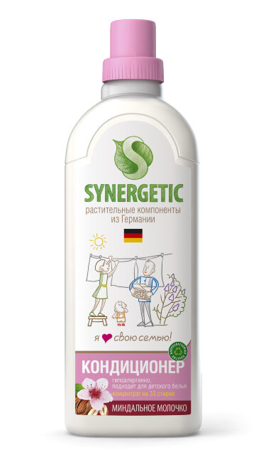 Synergetic кондиционер для белья Миндальное молочко концентрат 1л Synergetic кондиционер для белья Миндальное молочко концентрат 1л