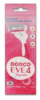 DORCO EVE4 Женский бритвенный станок 1шт, 4 лезвия, прорезиненная ручка, микрогребень и увлажняющая полоска, плавающая головка DORCO EVE4 Женский бритвенный станок 1шт, 4 лезвия, прорезиненная ручка, микрогребень и увлажняющая полоска, плавающая головка