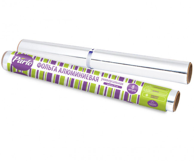 PARLO Фольга пищевая 29см*8 метров ролик, 1 шт PARLO Фольга пищевая 29см*8 метров ролик, 1 шт