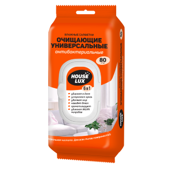 House Lux №80 влажные салфетки универсальные антибактериальные  6 in 1