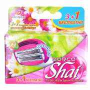 DORCO SHAI Sweetie 4 кассеты, 6 лезвий на двойной сгибаемой головке, микрогребень и увлажняющая полоска.